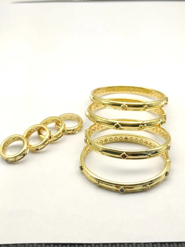 Gold Silver Two-Tone Metal Openwork Lattice Pattern Bracelet 7