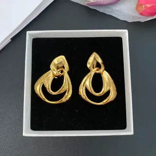 Gold-Tone Abstract Interlocking Loop Earrings