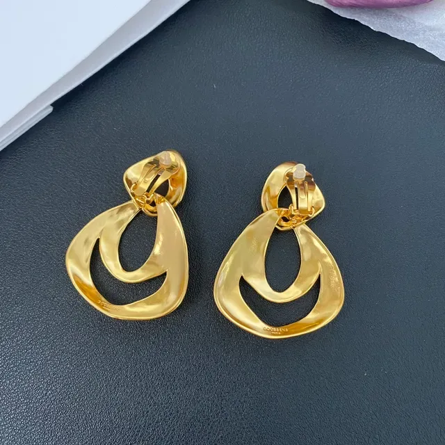 Gold-Tone Abstract Interlocking Loop Earrings 5