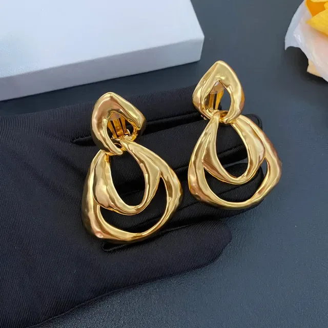 Gold-Tone Abstract Interlocking Loop Earrings 6