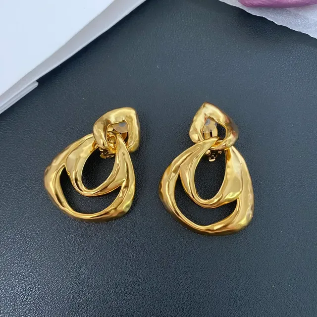 Gold-Tone Abstract Interlocking Loop Earrings 10