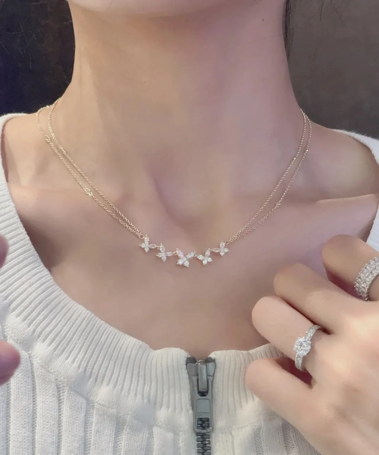 Gold-Tone Crystal Butterfly Motif Necklace 3