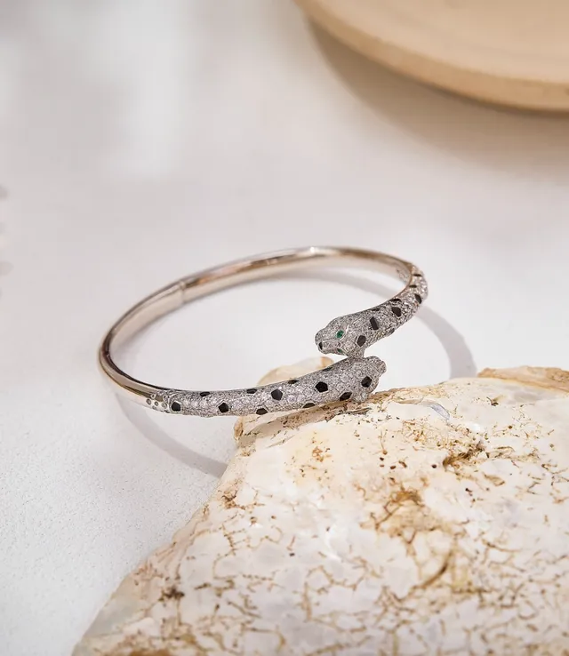 Gold-Tone Dual Panther Head Pavé Spot Bracelet 5