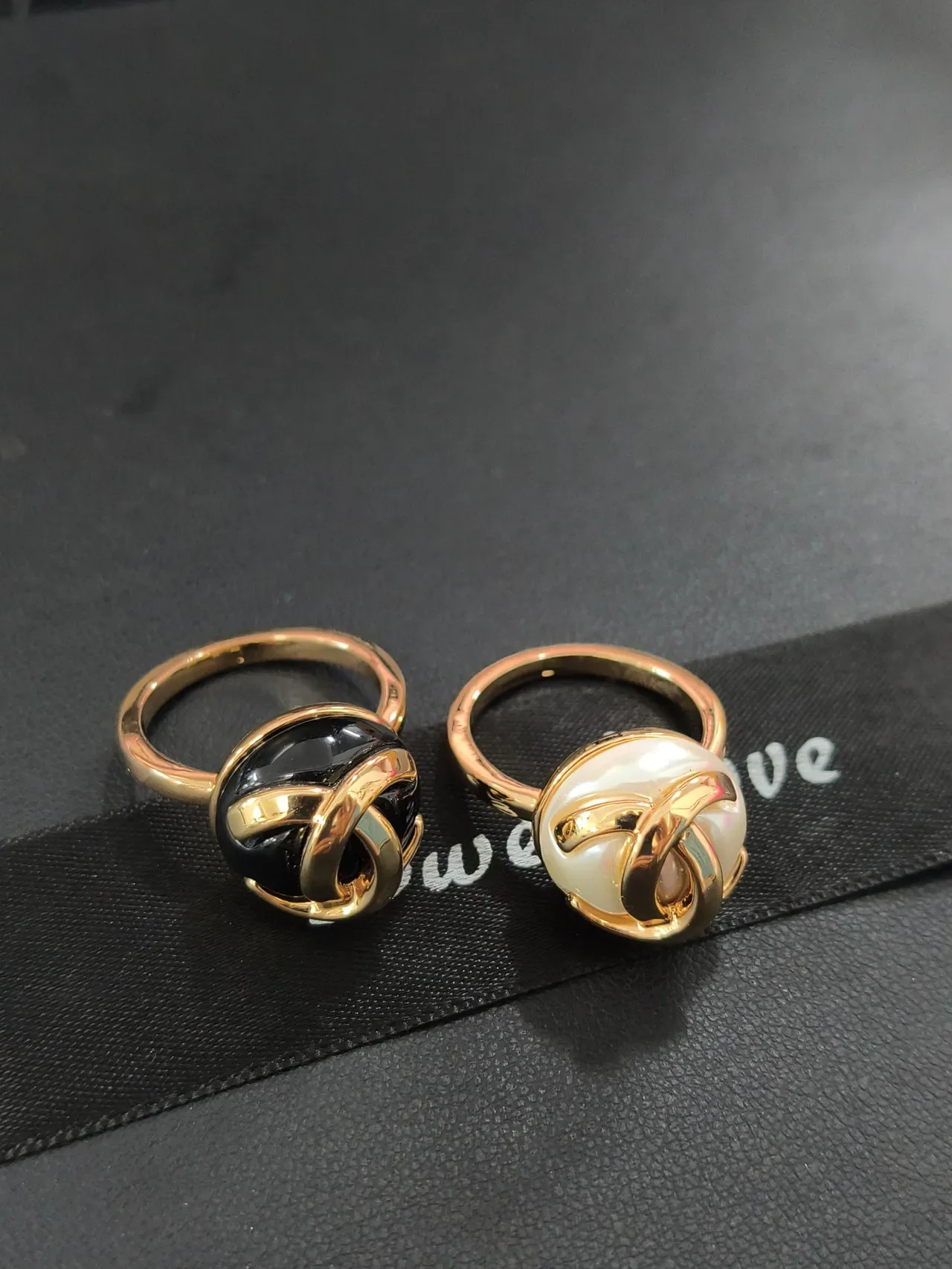 Gold-Tone Enamel Floral Crystal-Accented Open-Band Rings 2