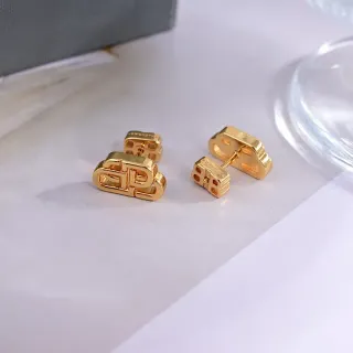 Gold-Tone Monogram Motif Stud Earrings