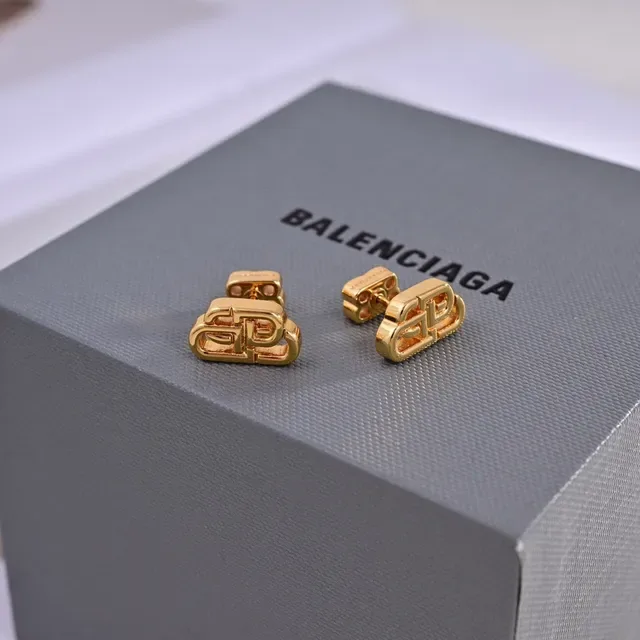 Gold-Tone Monogram Motif Stud Earrings 2