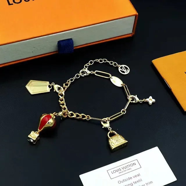 Gold-Tone Multi-Charm Enamel Pendant Bracelet 7