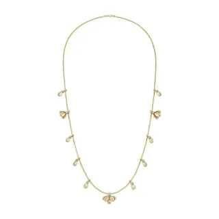 Colar com múltiplos pingentes de motivo floral de tom dourado