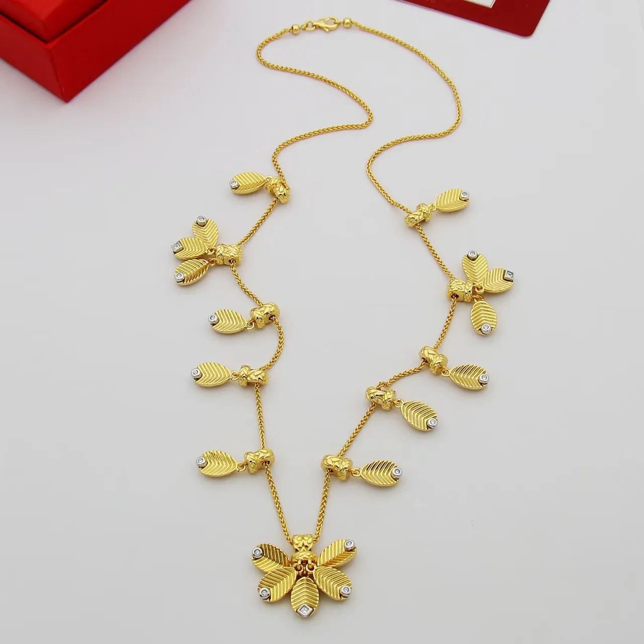 Gold-Tone Multi-Pendant Floral Motif Necklace 4