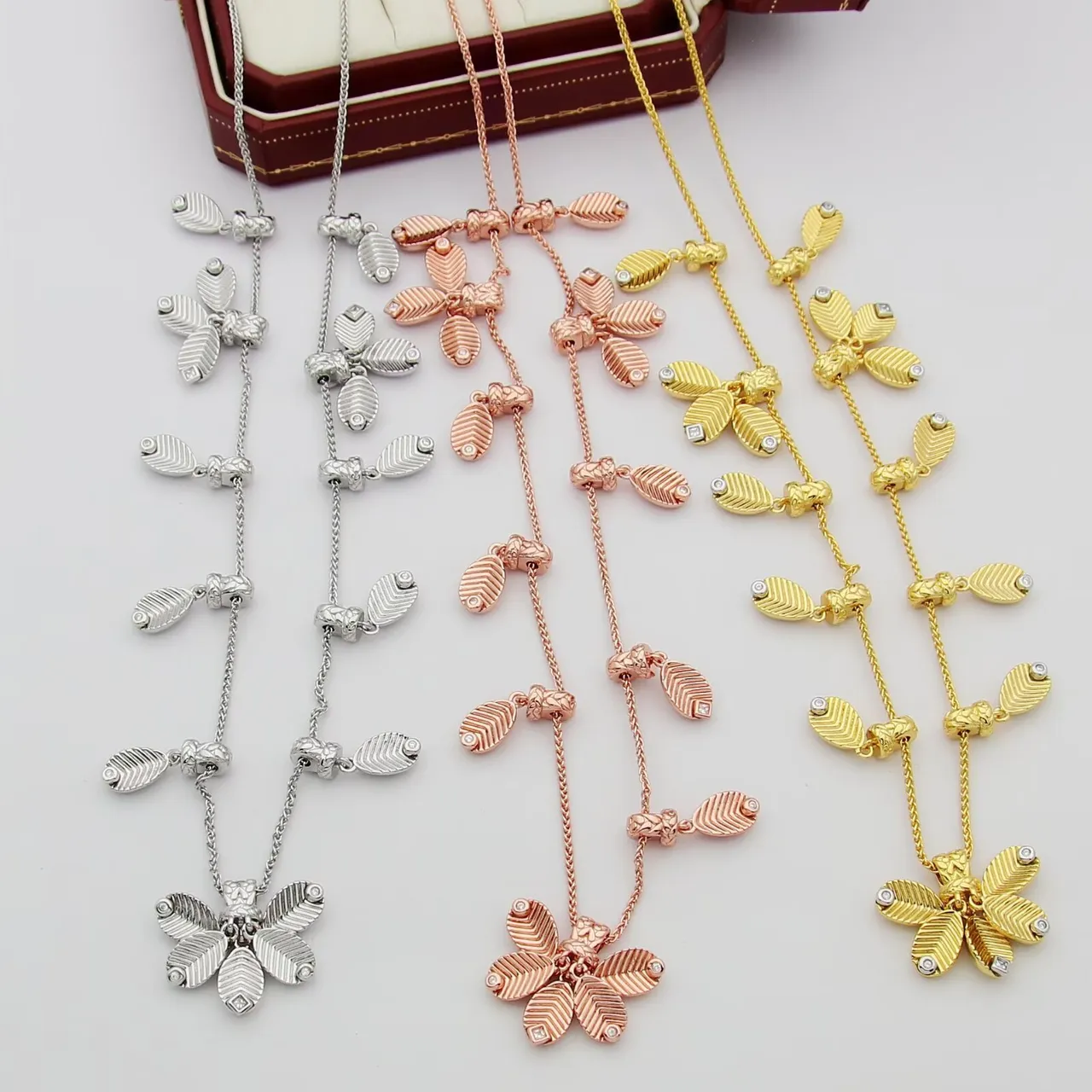 Gold-Tone Multi-Pendant Floral Motif Necklace 8