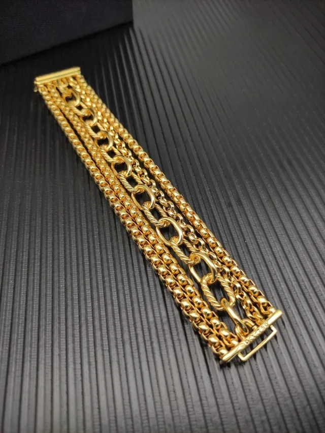 Gold-Tone Multi-Strand Interlocking Chain Link Bracelet 5