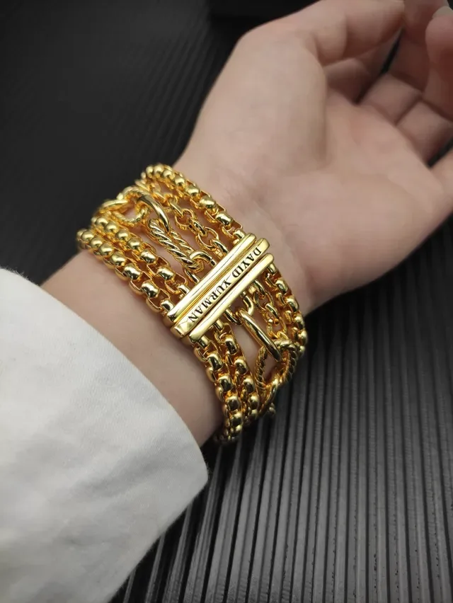 Gold-Tone Multi-Strand Interlocking Chain Link Bracelet 7