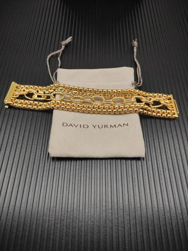 Gold-Tone Multi-Strand Interlocking Chain Link Bracelet 9