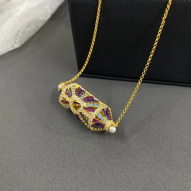 Gold-Tone Multicolor Gem and Pearl Heart Pendant Necklaces 8