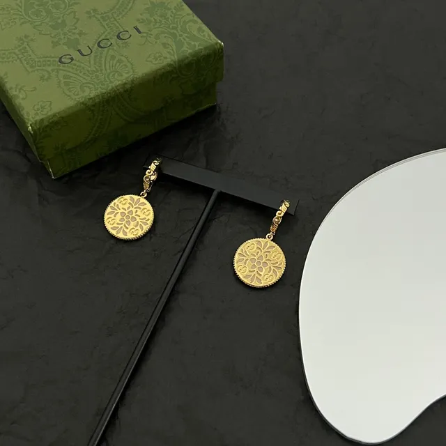 Gold-Tone Ornate Filigree Disc Dangle Earring 6