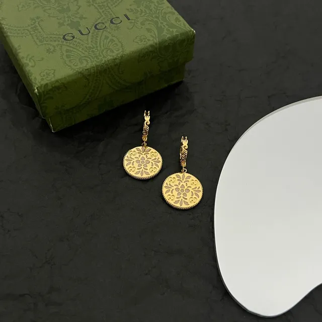 Gold-Tone Ornate Filigree Disc Dangle Earring 8