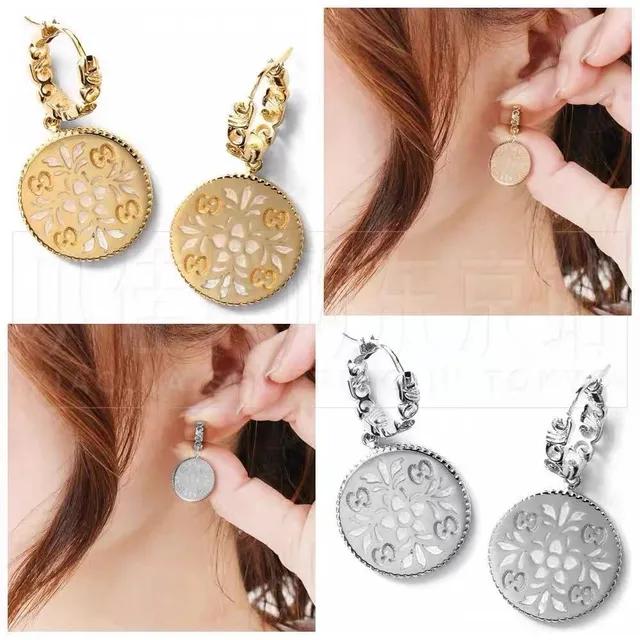Gold-Tone Ornate Filigree Disc Dangle Earring 9