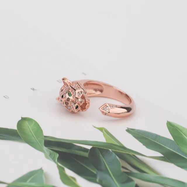 Gold-Tone Panther Head Pavé Crystal Open Cuff Bracelet 3