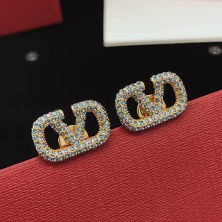 Gold-Tone Pave Light Blue Crystal Interlocking Loop Stud Earrings