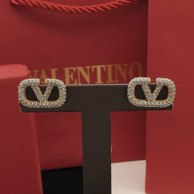 Gold-Tone Pave Light Blue Crystal Interlocking Loop Stud Earrings 3