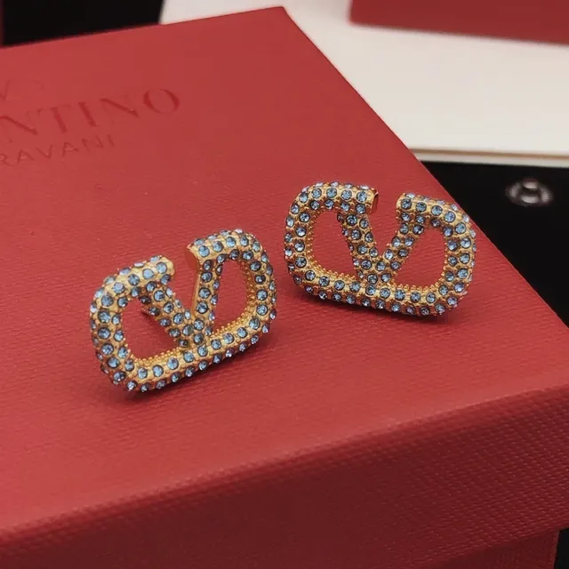 Gold-Tone Pave Light Blue Crystal Interlocking Loop Stud Earrings 6
