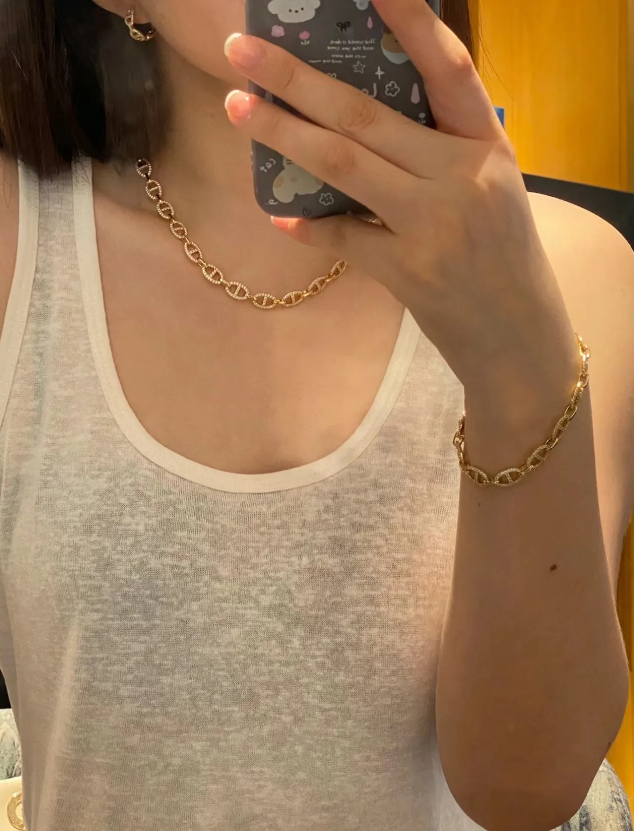 Gold-Tone Pavé Mariner Link Chain Necklace 5