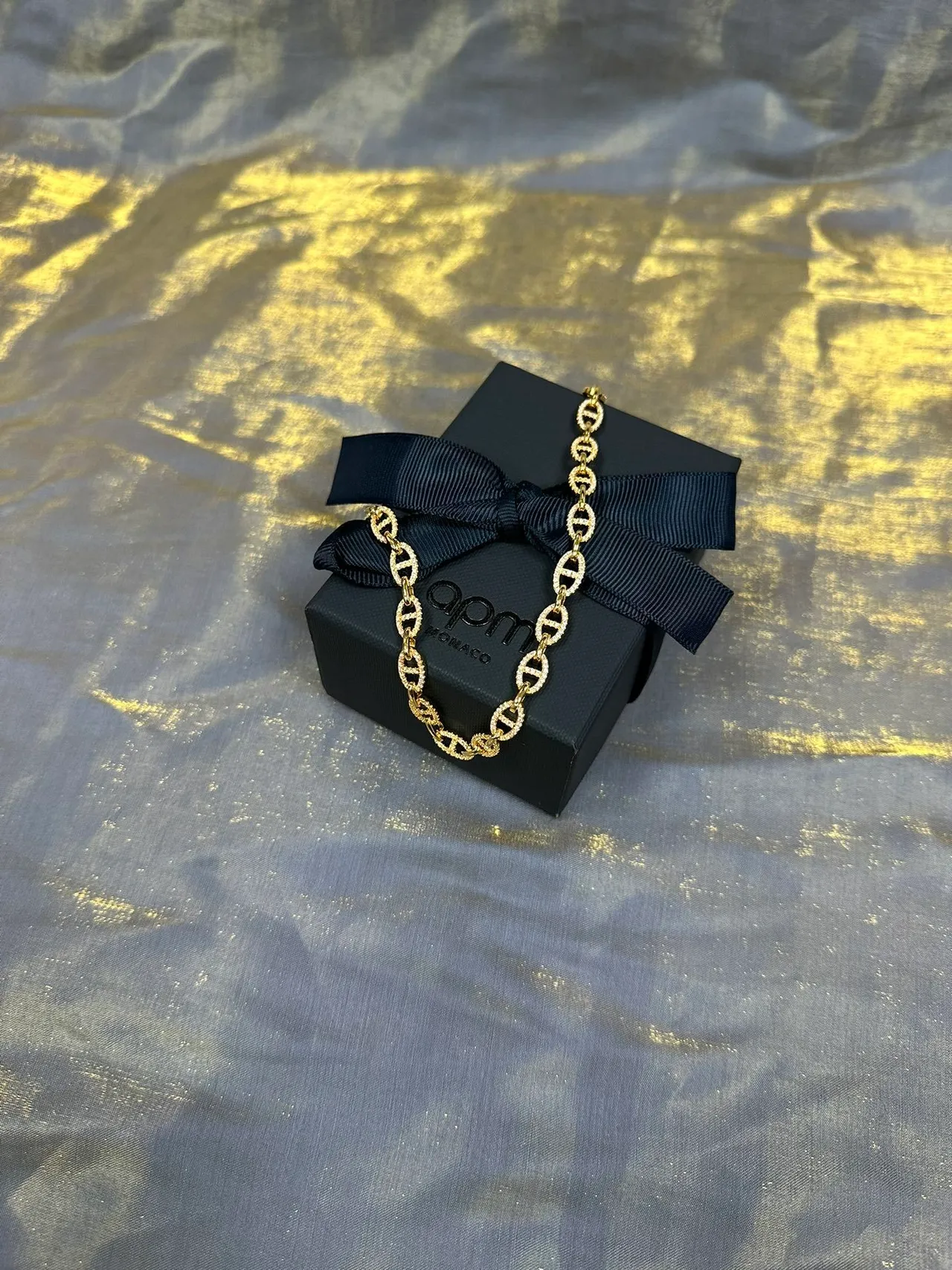 Gold-Tone Pavé Mariner Link Chain Necklace 6