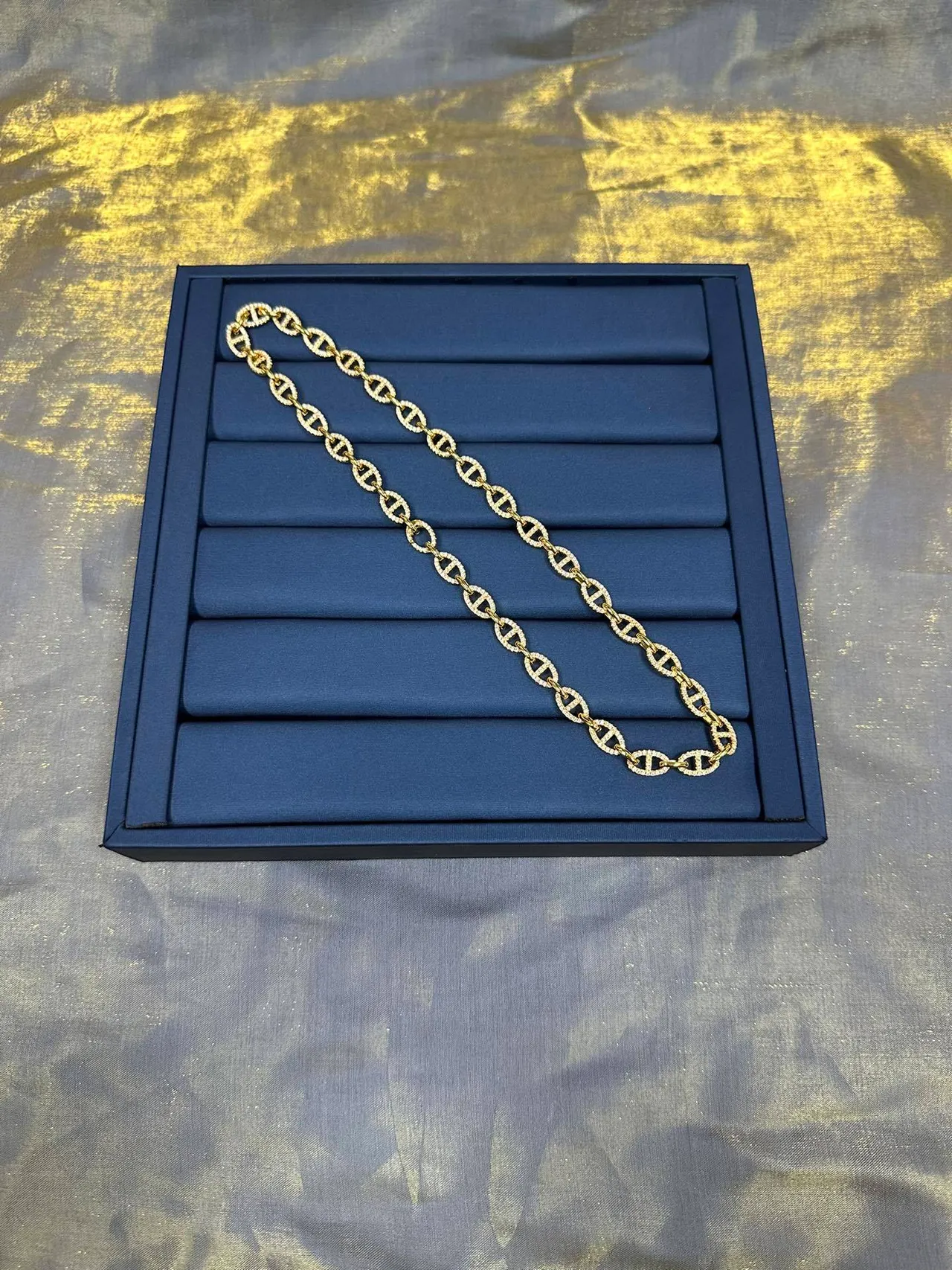 Gold-Tone Pavé Mariner Link Chain Necklace 8