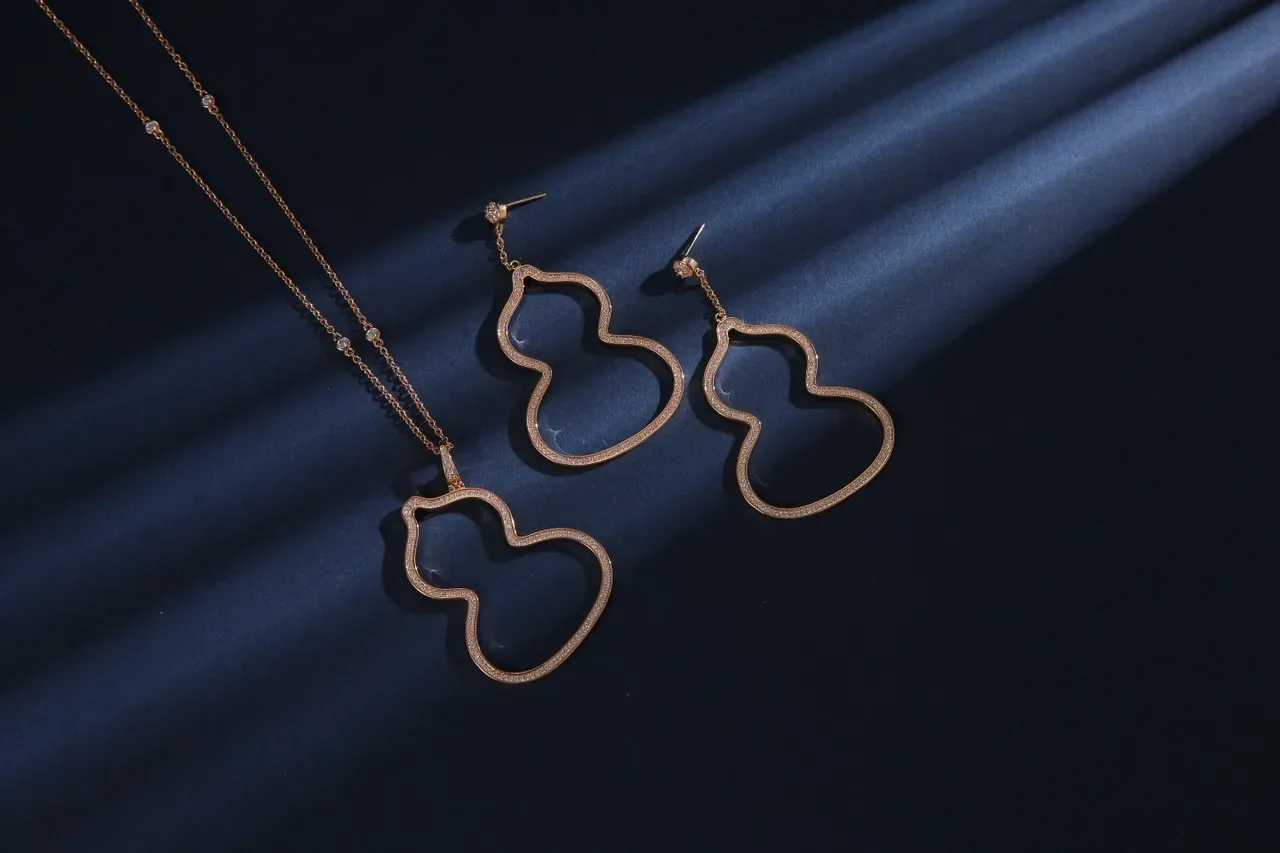 Gold-Tone Pavé Open-Outline Double-Lobe Dangling Earrings 6