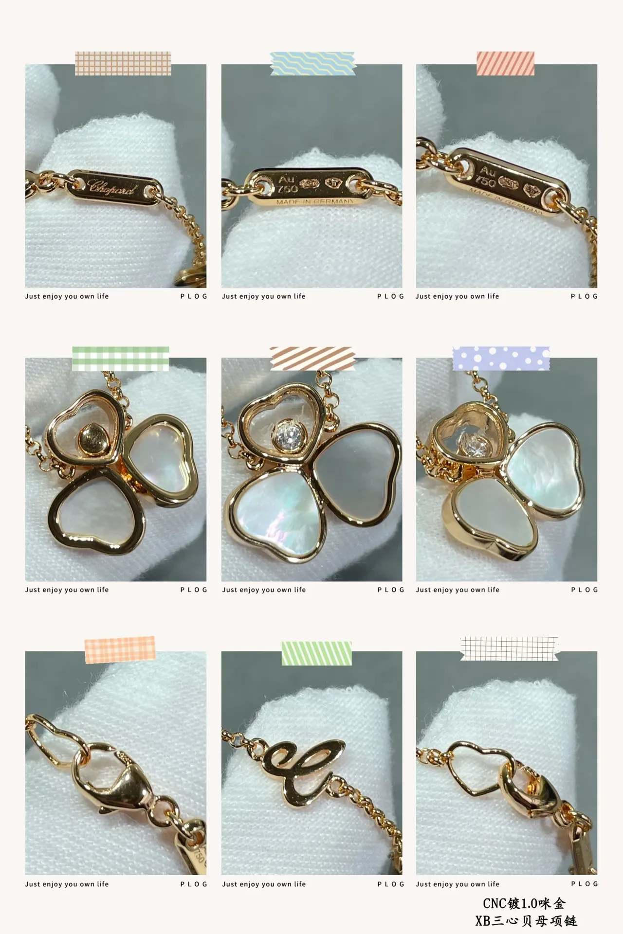 Gold-Tone Three Heart Mother-of-Pearl Pendant Necklace 2