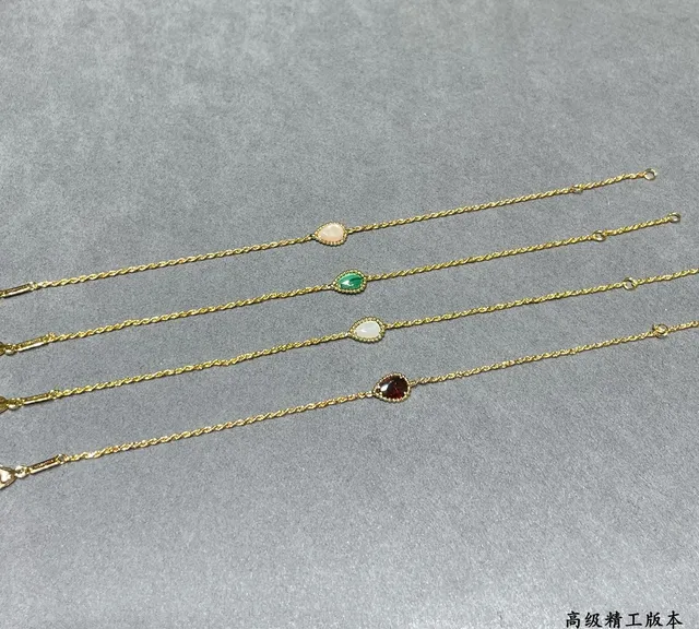 Gold-Tone Twisted Chain Teardrop Gemstone Bracelets 4