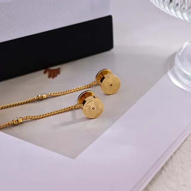 Gold Transparent Chain Faceted Clear Stones Earrings 5