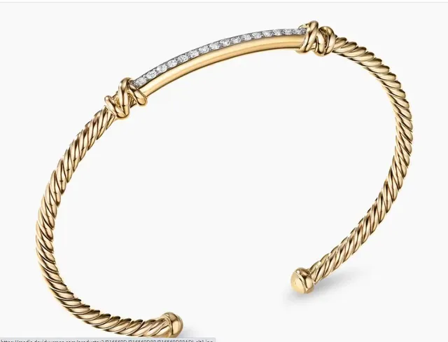 Gold Twisted Rope Cable Open Cuff Bracelet 2