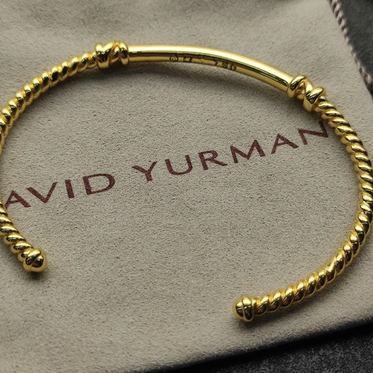 Gold Twisted Rope Cable Open Cuff Bracelet 5
