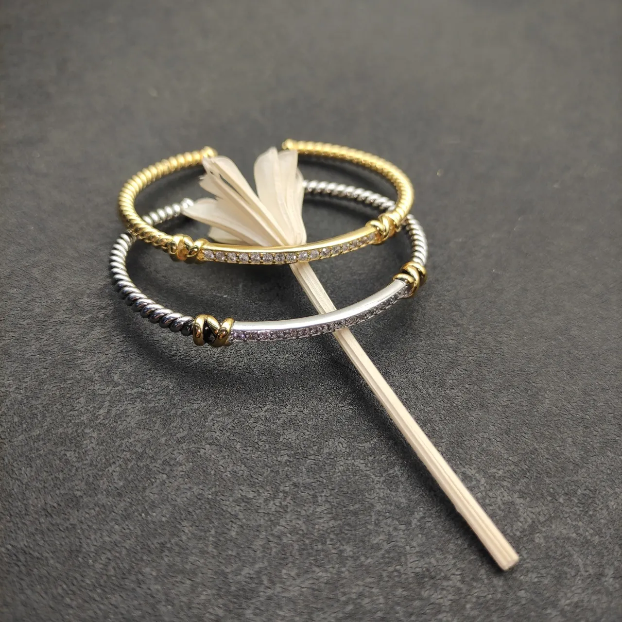 Gold Twisted Rope Cable Open Cuff Bracelet 9