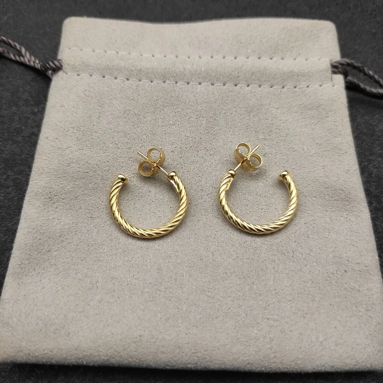 Gold Twisted Rope Hoop Earrings 7