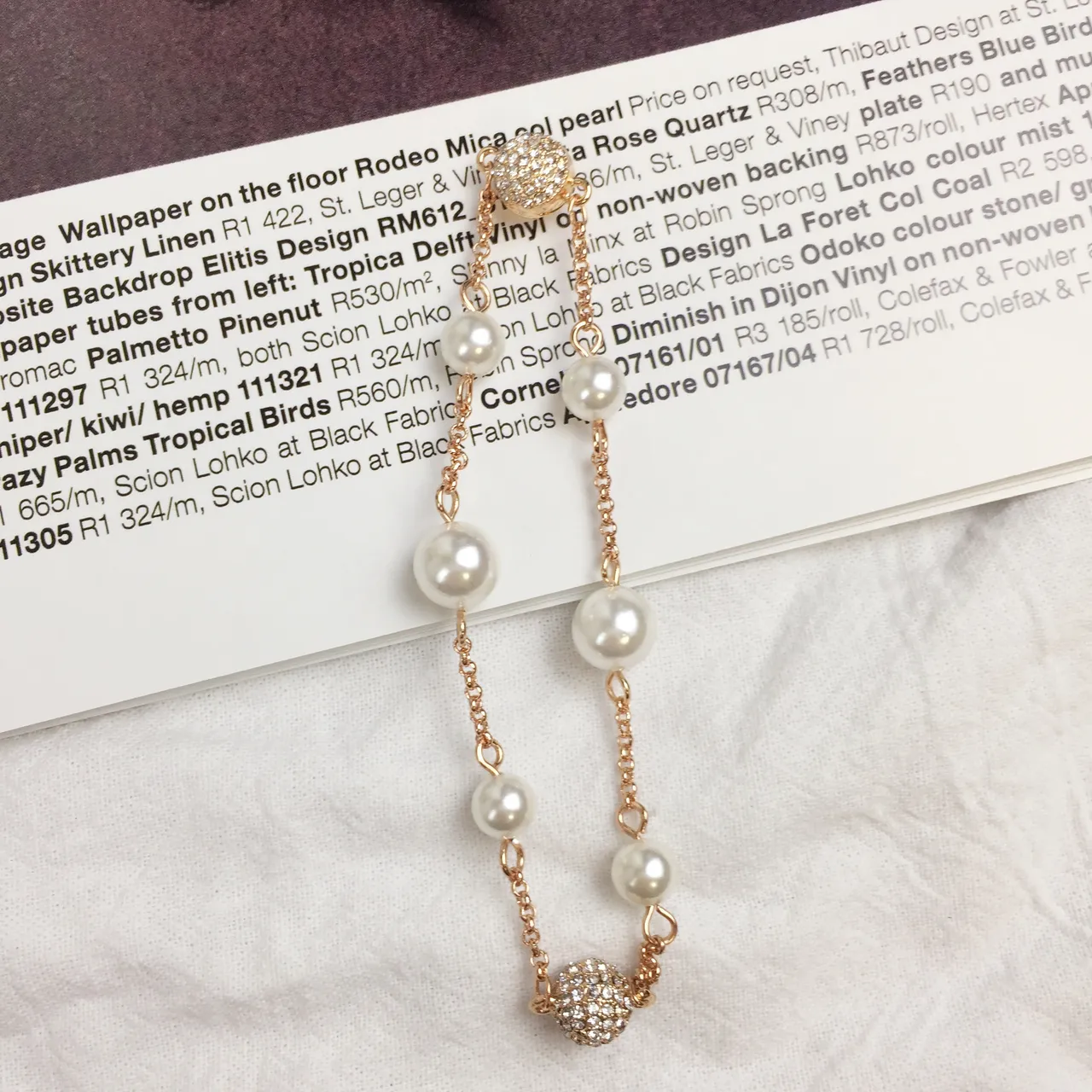 Gold White Rose Chain Freshwater Pearls Necklace 2