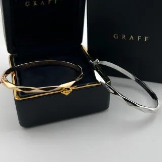 Graff Brazalete Facetado Geométrico Oro Plata Bisagra