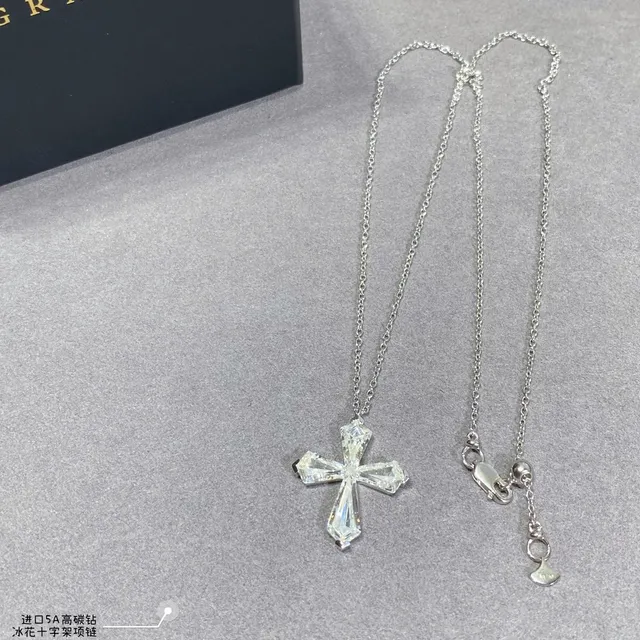 Graff Ice Cross Tapered Baguette Diamond Pendant Necklace 3