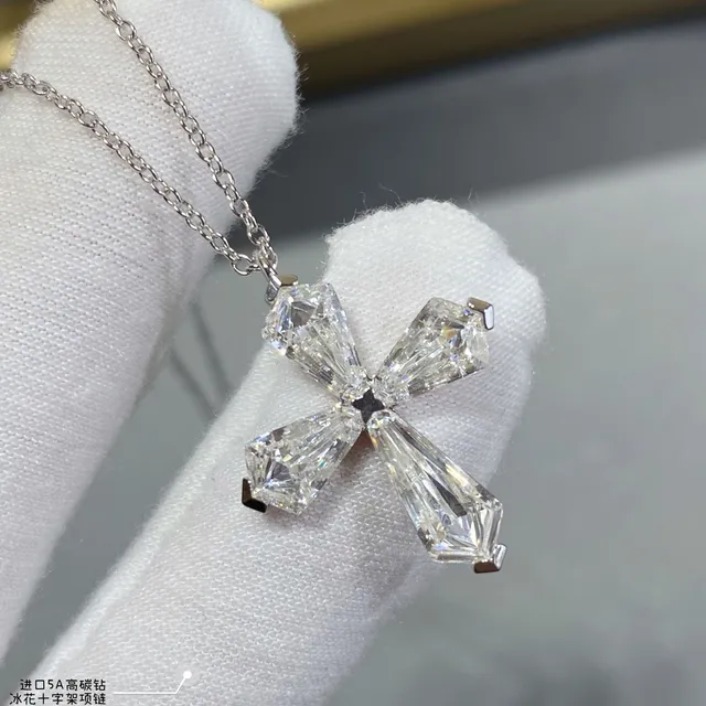 Graff Ice Cross Tapered Baguette Diamond Pendant Necklace 6