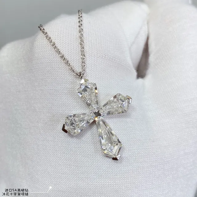 Graff Ice Cross Tapered Baguette Diamond Pendant Necklace 7