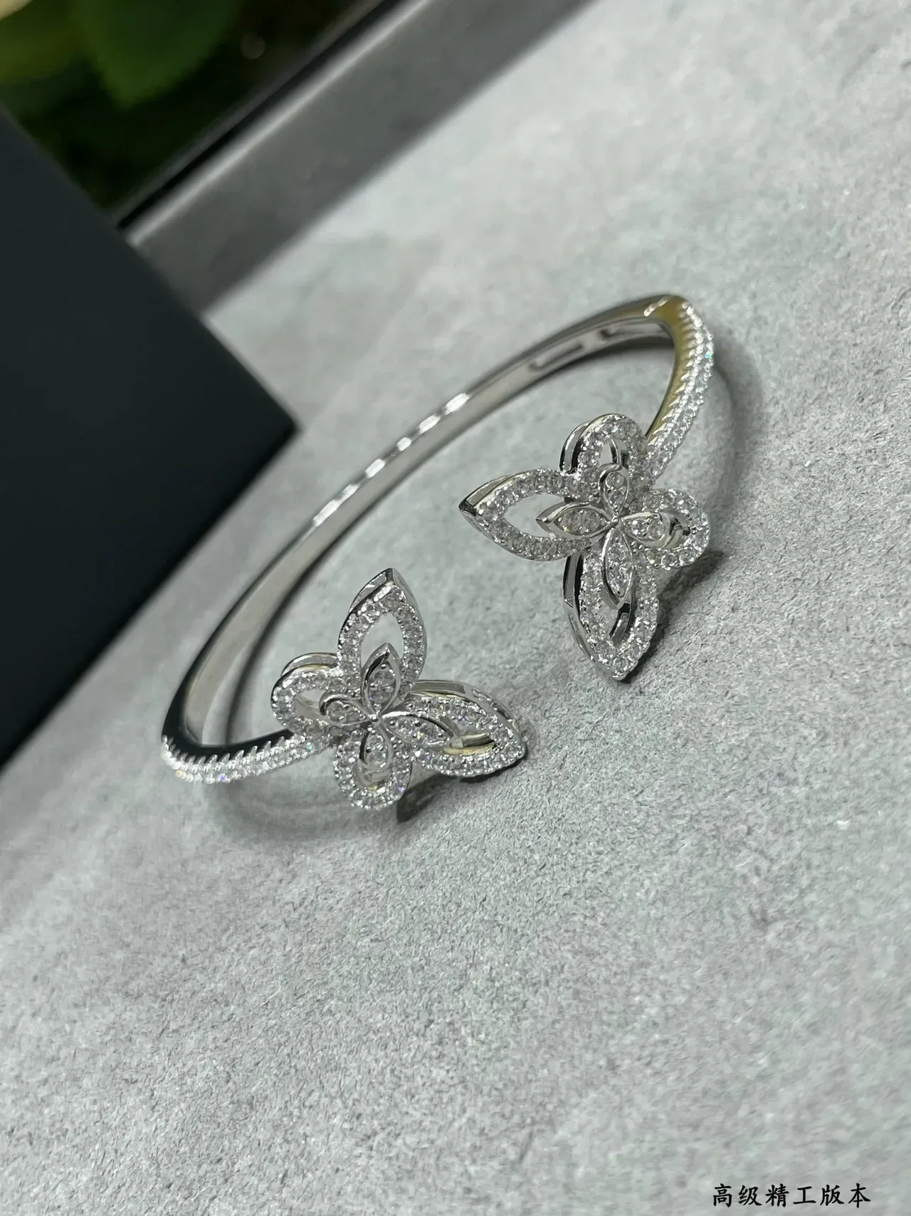 GRAFI Pavé Butterfly Floral Open Cuff Bracelet 5