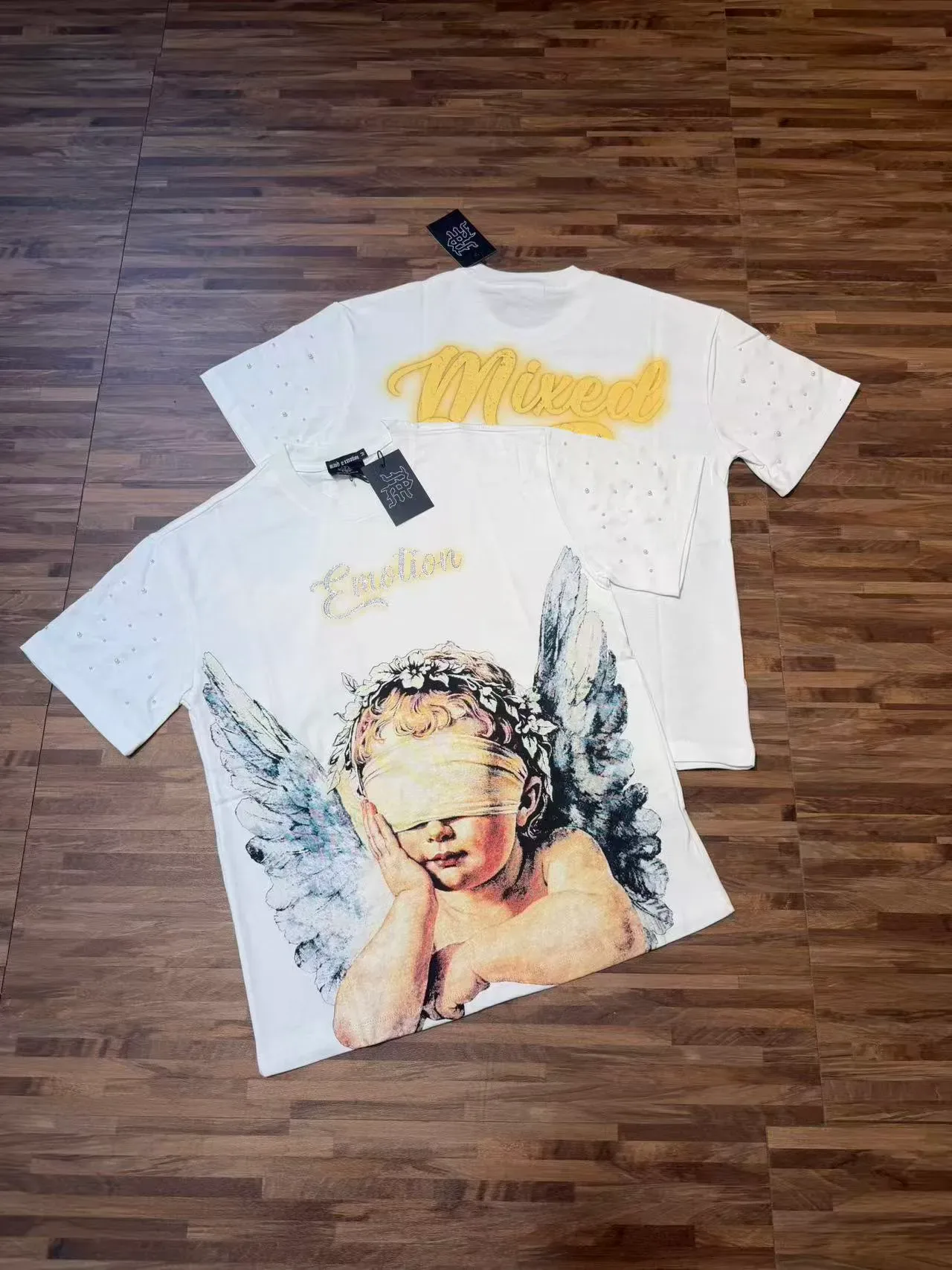 Graphic-Print Embellished Angel Motif T-Shirt 2