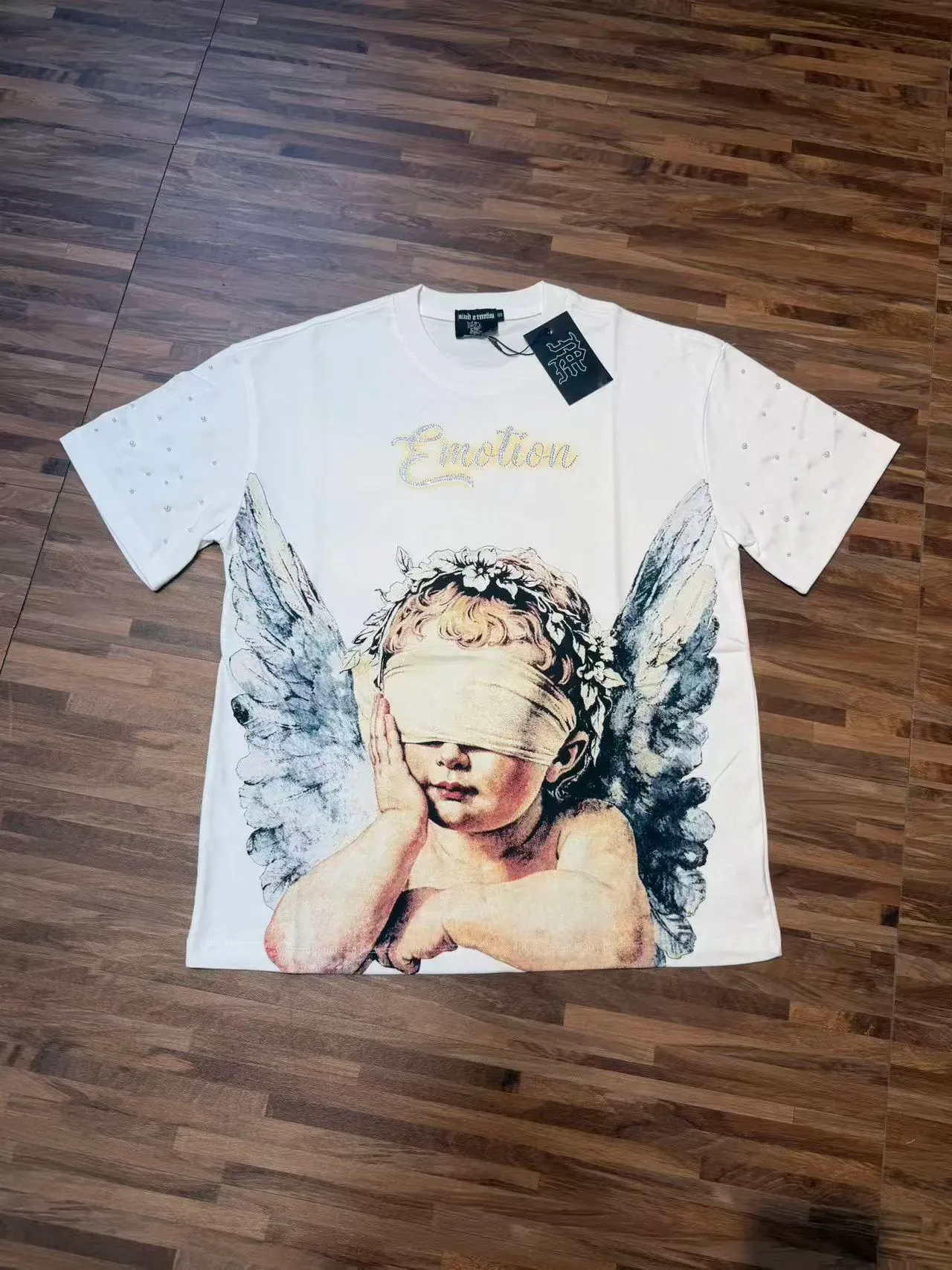 Graphic-Print Embellished Angel Motif T-Shirt 3