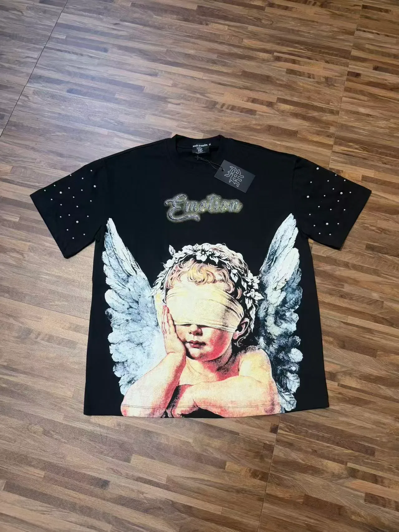 Graphic-Print Embellished Angel Motif T-Shirt 6