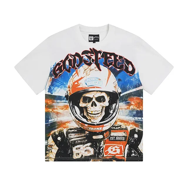 Graphic-Print Oversized Skull Racer T-Shirt 2