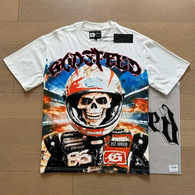 Graphic-Print Oversized Skull Racer T-Shirt 5