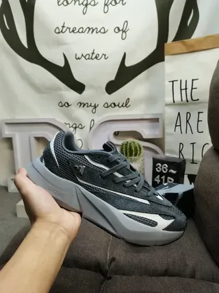 Gray and White Chunky Lifestyle Sneakers 5