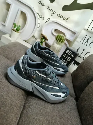 Gray and White Chunky Lifestyle Sneakers 9