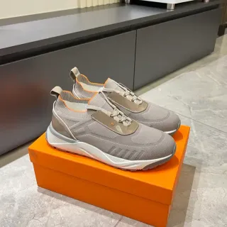 حذاء رياضي رمادي بيج برتقالي مع لمسة نقطة محبوكة slip-on للأسلوب الحياة
